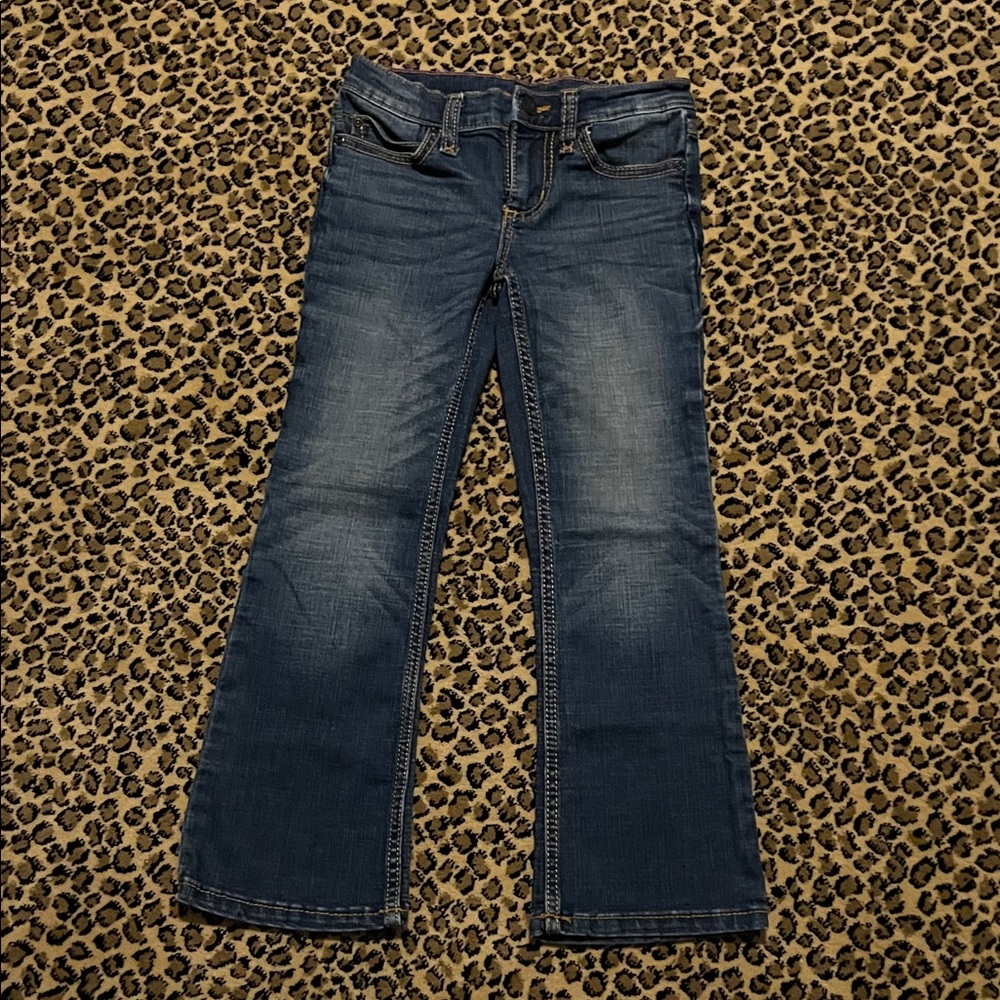 Wrangler Girls Size 7 Classic Dark Blue Denim Jeans